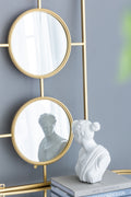 3 Mirror Piece Wall Mirror In Gold Rectangular Frame, Home Wall Decor For Bedroom Living Room, 43