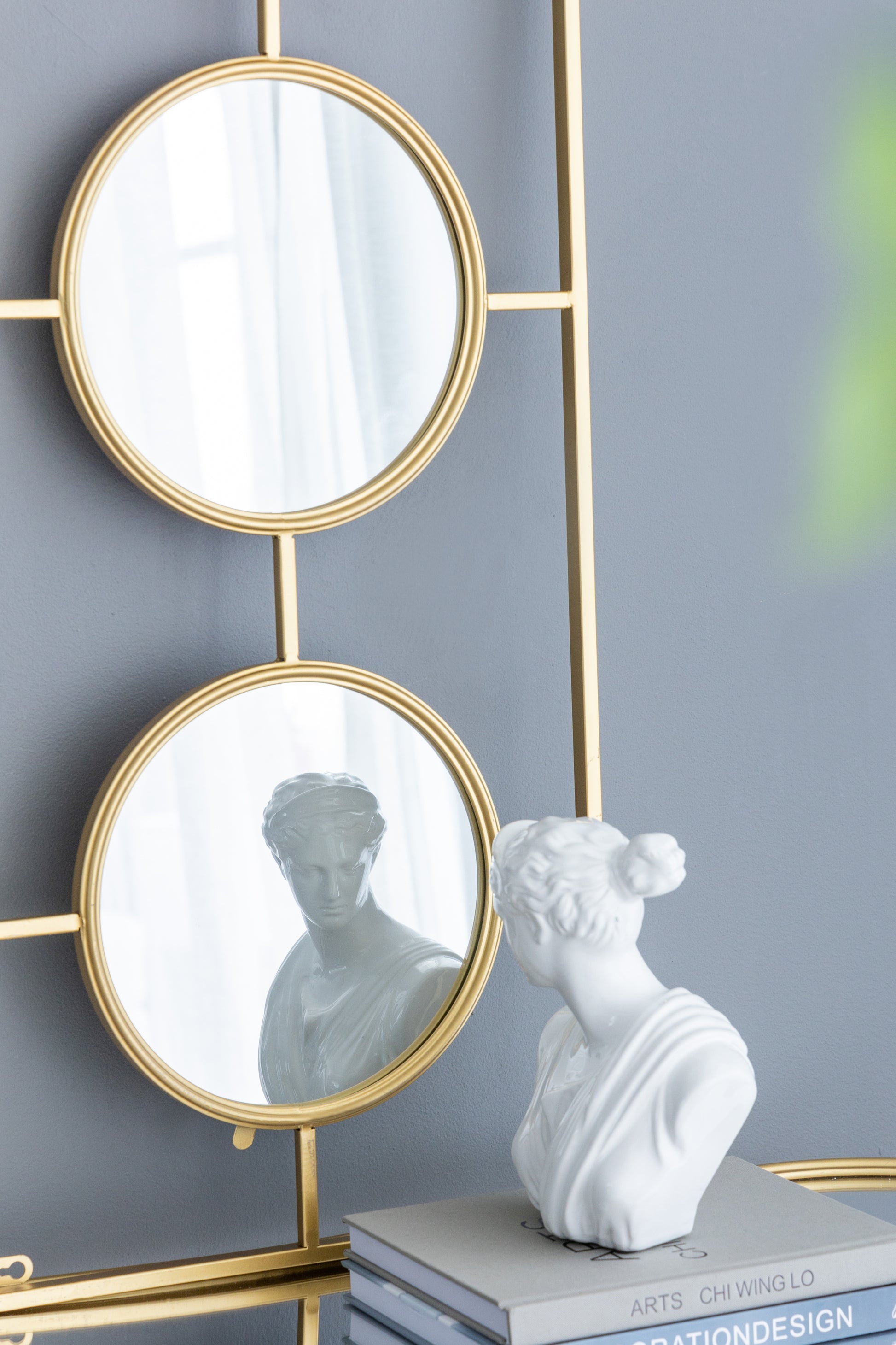 3 Mirror Piece Wall Mirror In Gold Rectangular Frame, Home Wall Decor For Bedroom Living Room, 43"X16" Gold Iron