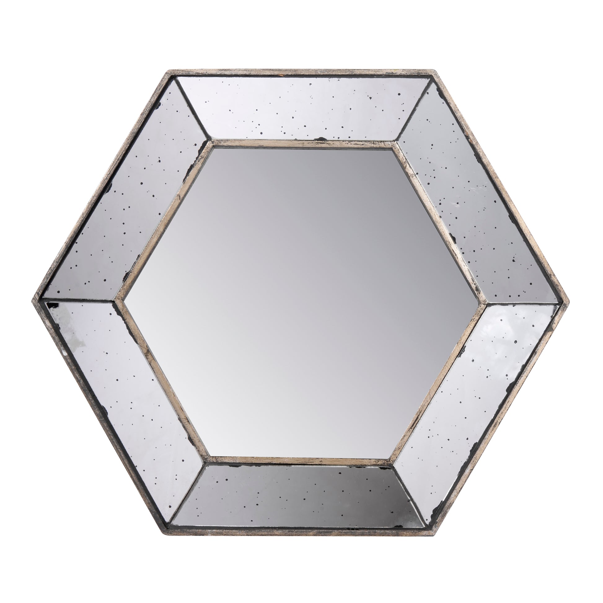 21" X 18" Hexagon Wall Mirror With Traditional Silver Finish, Home Decor Accent Mirror For Living Room, Entryway, Bedroom Silver Mdf Glass