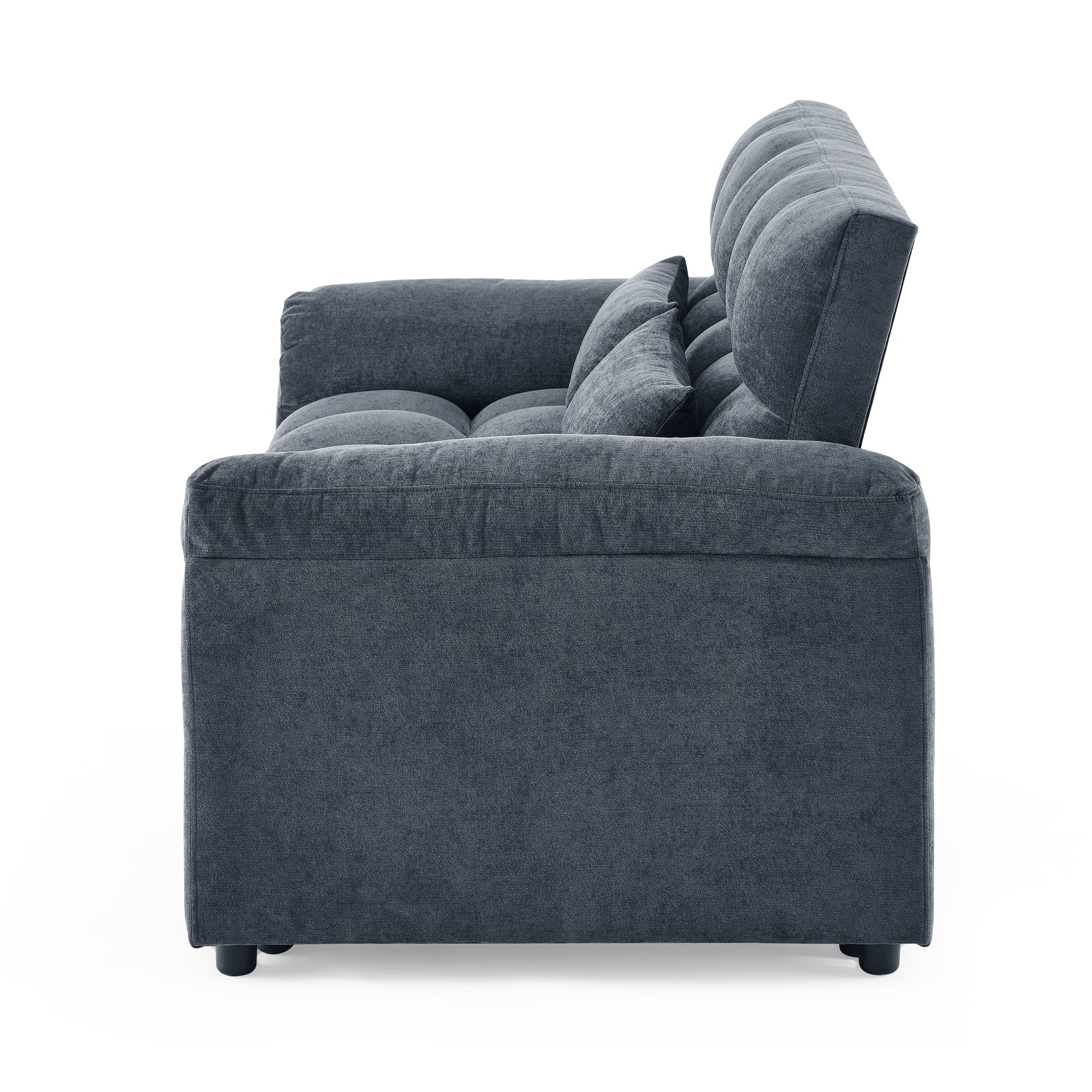Loveseats Sofa Bed With Pull Out Bed,Adjsutable Back,Blue Grey Blue Grey Linen Wood Primary Living Space Medium Soft Tight Back Eucalyptus Pillow Top Arms Foam Linen 2 Seat