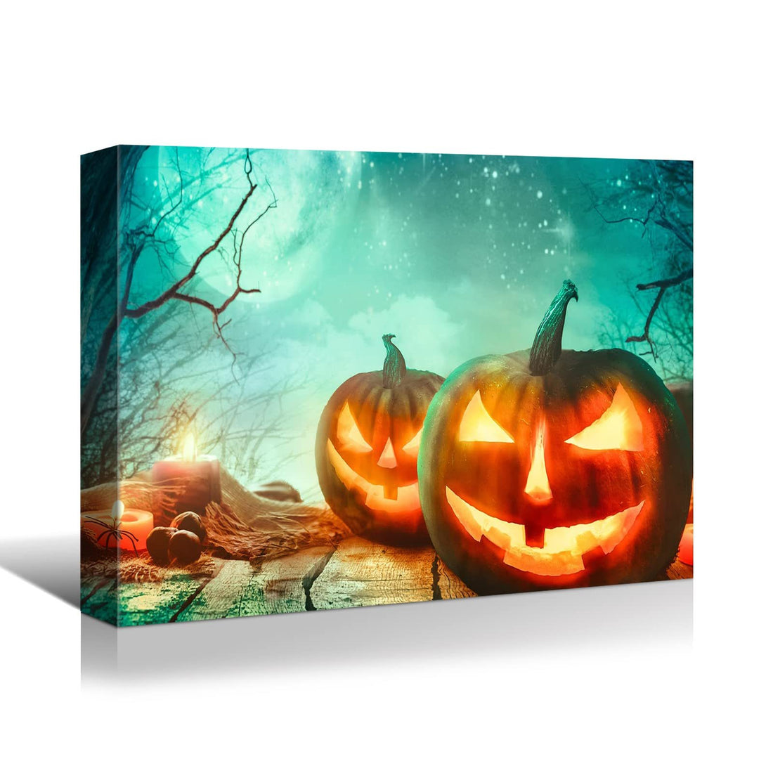 1Pcs Drop Ping Framed Canvas Wall Art Decor Painting For Halloween, Jack O Lanterns Painting For Halloween Gift, Decoration For Halloween Living Room, Bedroom Decor 4028In Thickness 1.5Inch Multicolor Canvas