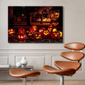 1Pcs Drop Ping Framed Canvas Wall Art Decor Painting For Halloween, Jack O Lanterns Groups Painting For Halloween Gift, Decoration For Halloween Living Room, Bedroom Decor 3624In Thickness 1.5Inc Multicolor Canvas