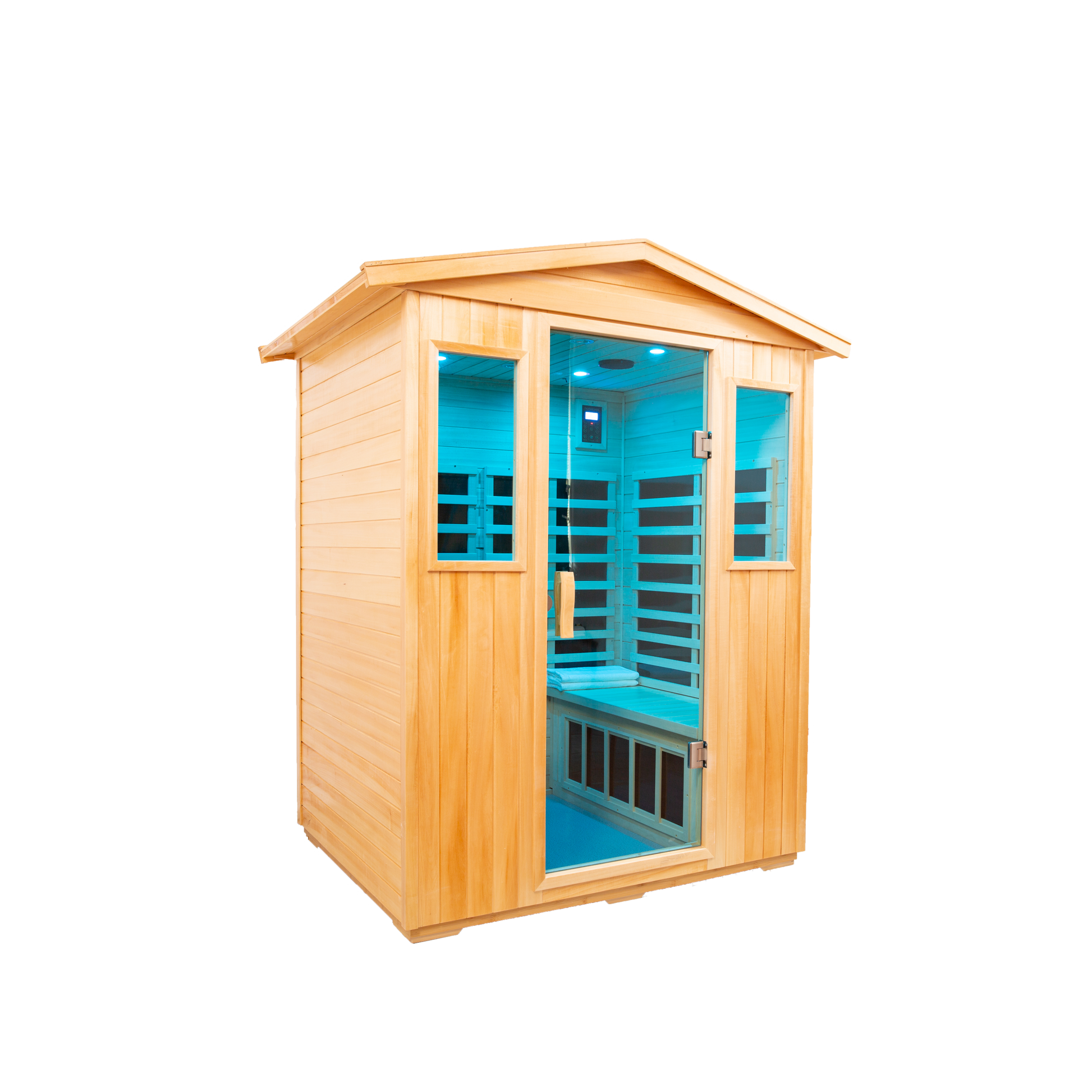 Four Person Basswood Far Infrared Outdoor Sauna Room Natural Wood Solid Wood