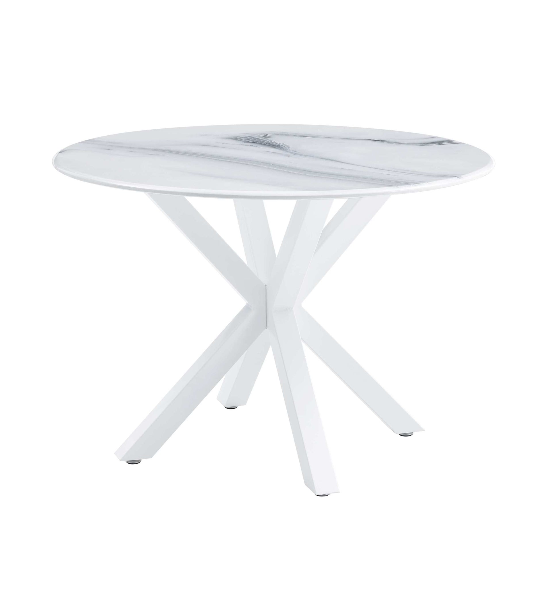 42.1"White Table Cross Leg Mid Century Dining Table For 4 6 People With Round Mdf Table Top, Pedestal Dining Table, End Table Leisure Coffee Table White Kitchen & Dining Tables Mdf