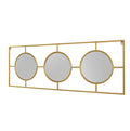 3 Mirror Piece Wall Mirror In Gold Rectangular Frame, Home Wall Decor For Bedroom Living Room, 43