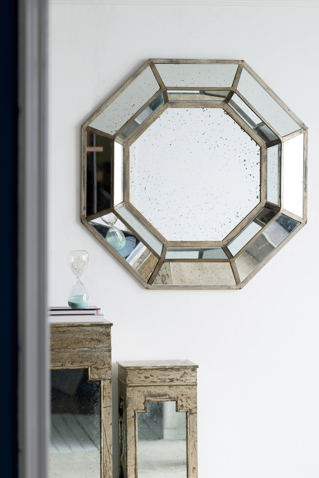 40" X 40" Oversized Silver Octagon Mirror, Mid Century Modern Accent Mirror, For Living Room, Entryway, Bedroom, Hallway Silver Mdf Glass