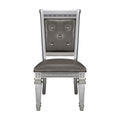 Modern Glam Silver Finish Dining Furniture Set Of 2 Side Chairs Gray Faux Leather Upholstered Wooden Dining Room Furniture Silver Dining Room Glam,Modern Side Chair Wood