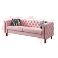 Chesterfield Modern Tufted Velvet Living Room Sofa, 84.25''W Couch,Pink Pink Foam Velvet