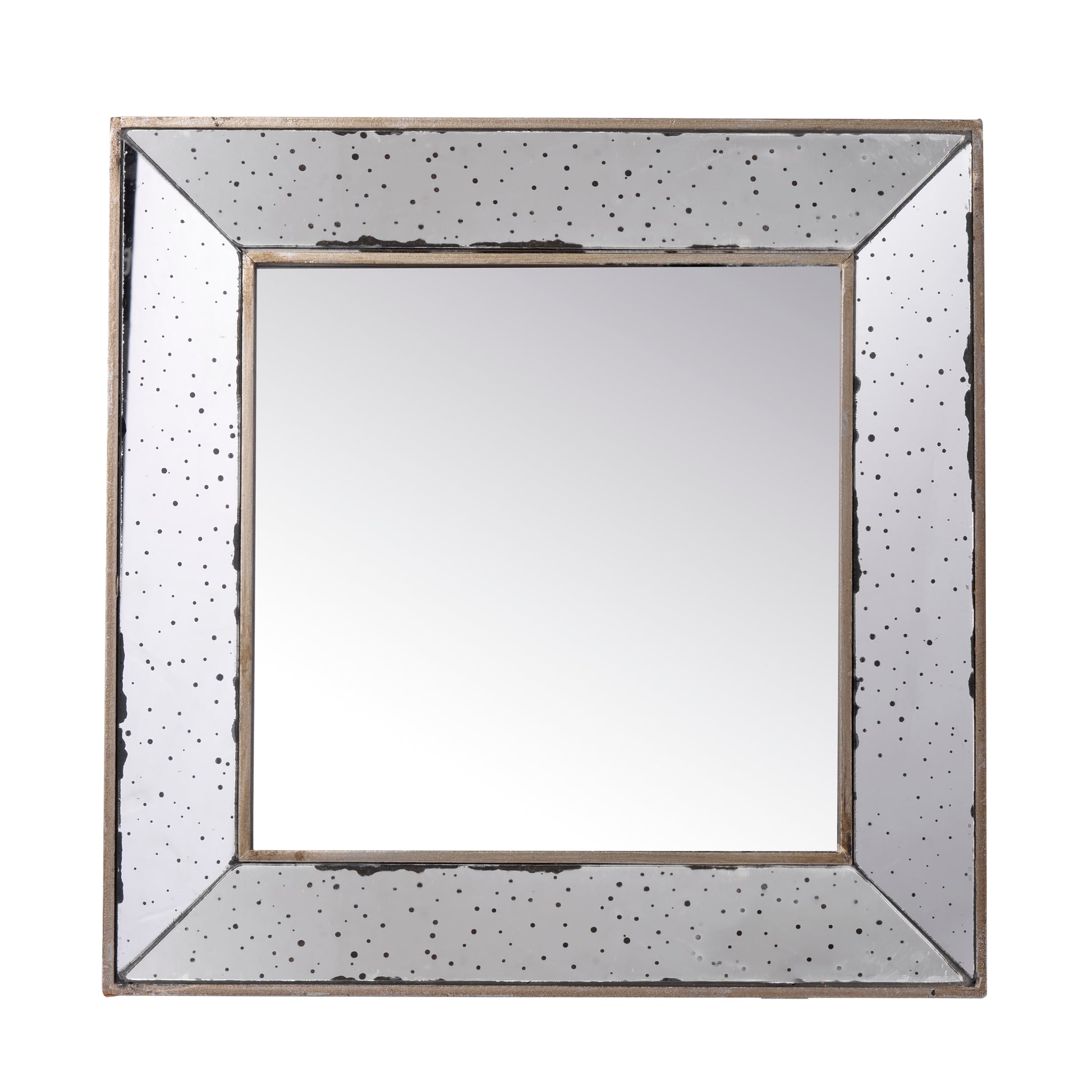 18" X 18" Distressed Silver Square Accent Mirror, Traditional Style Framed Wall Mirror For Living Room, Entryway, Office, Bedroom, Hallway Silver Mdf Glass