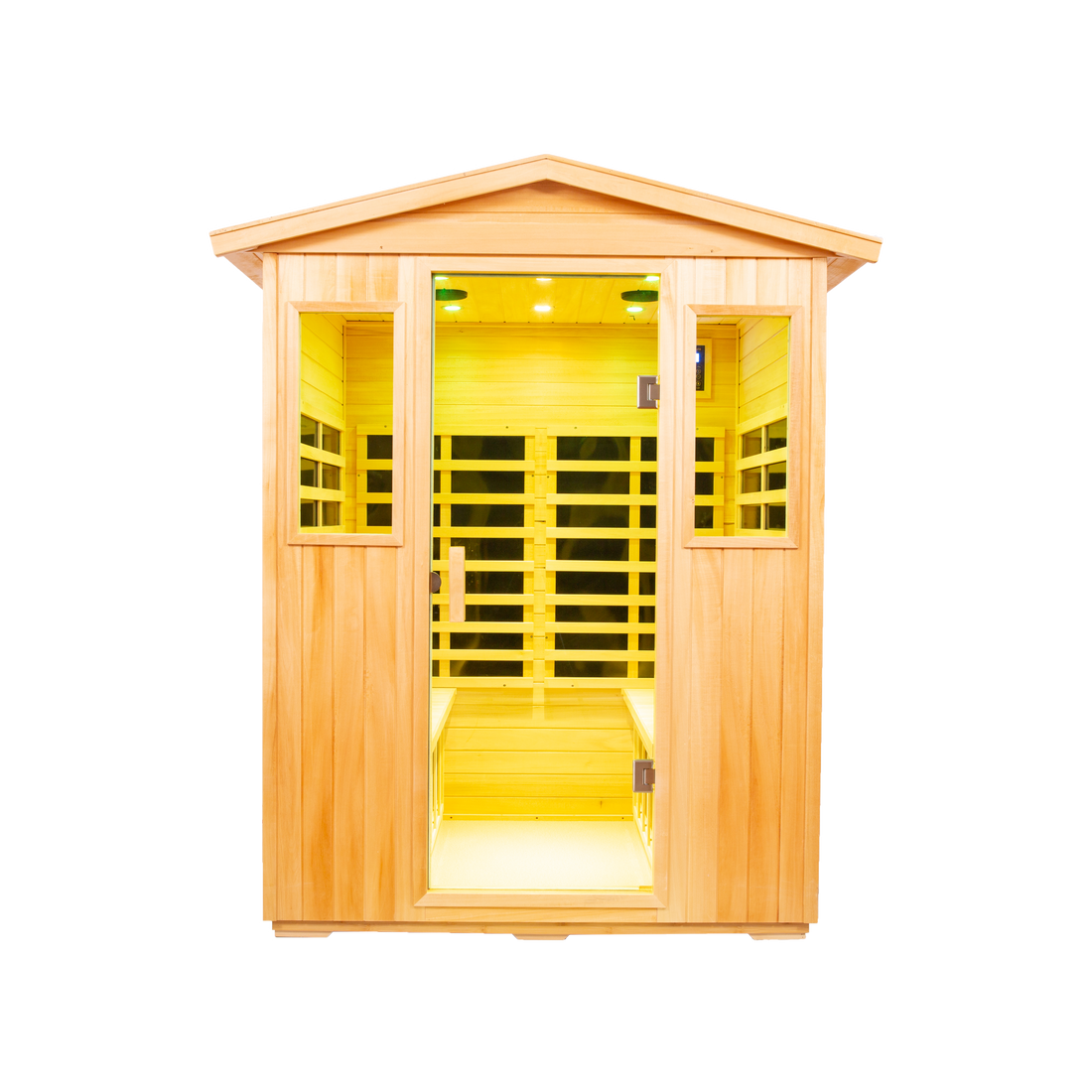 Four Person Basswood Far Infrared Outdoor Sauna Room Natural Wood Solid Wood