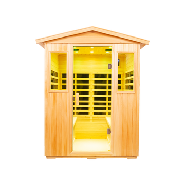 Four Person Basswood Far Infrared Outdoor Sauna Room Natural Wood Solid Wood