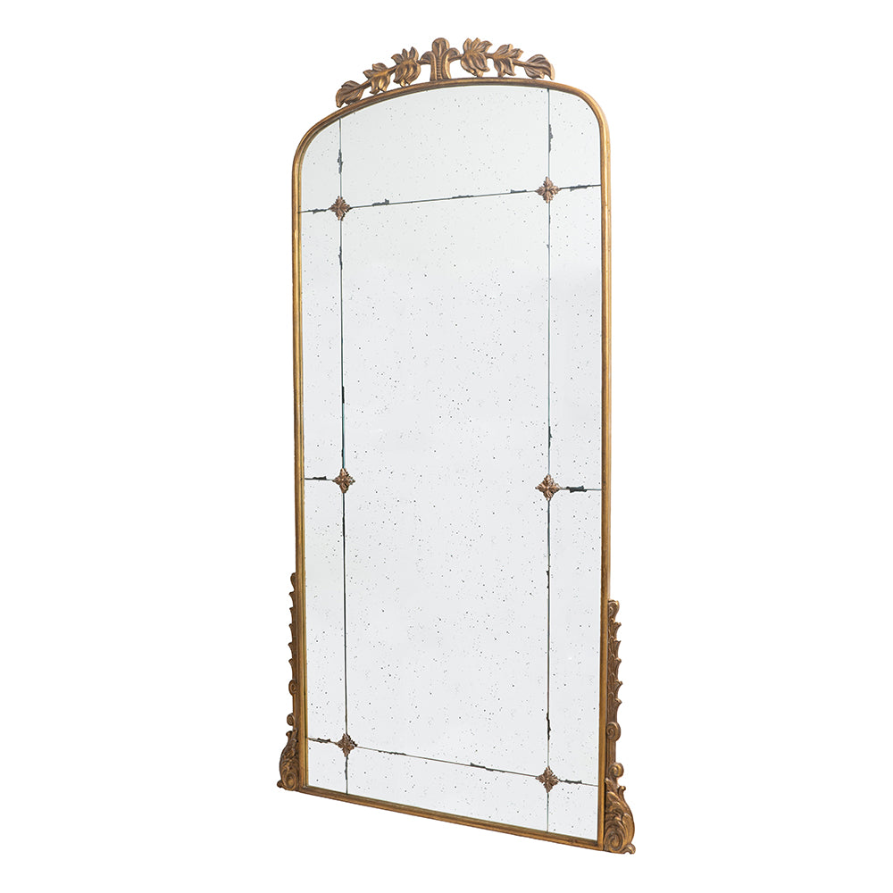 76" X 40" Lavish Full Length Mirror, Antique Gold Metal Floor Mirror For Living Room, Bedroom Gold Mdf Glass