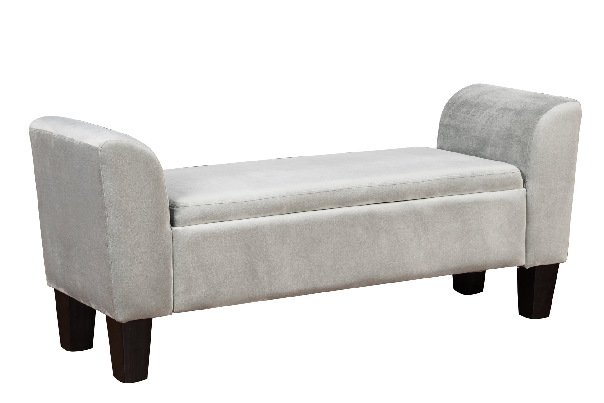 Mila 55" Gray Velvet Ottoman Bench With Storage Gray Velvet