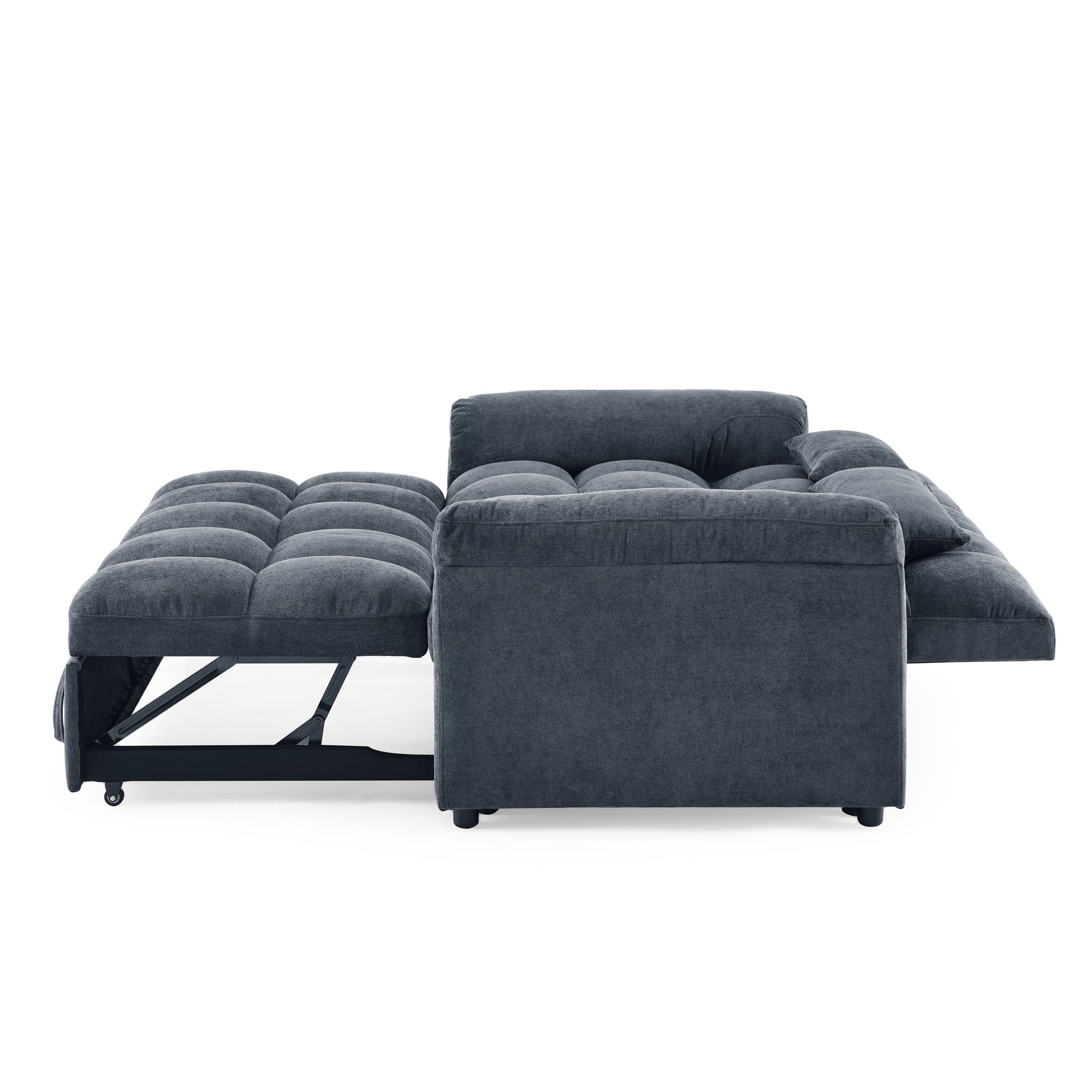 Loveseats Sofa Bed With Pull Out Bed,Adjsutable Back,Blue Grey Blue Grey Linen Wood Primary Living Space Medium Soft Tight Back Eucalyptus Pillow Top Arms Foam Linen 2 Seat