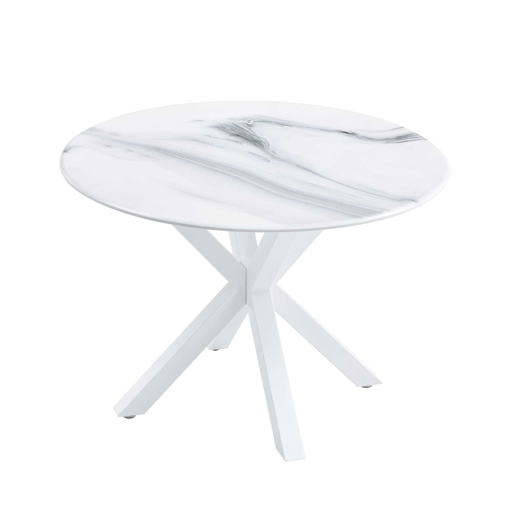 42.1"White Table Cross Leg Mid Century Dining Table For 4 6 People With Round Mdf Table Top, Pedestal Dining Table, End Table Leisure Coffee Table White Kitchen & Dining Tables Mdf