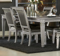 Silver Finish 7Pc Dining Set Table W Leaf 2X Armchairs 4X Side Chairs Modern Glam Style Crystal Tufted Chairs Upholstered Seat Wooden Dining Room Furniture Silver Seats 6 Dining Room Extendable Glam,Modern Rectangular Dining Table With Chair Wood