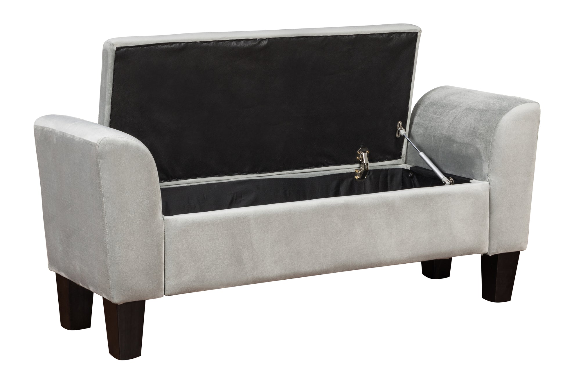 Mila 55" Gray Velvet Ottoman Bench With Storage Gray Velvet