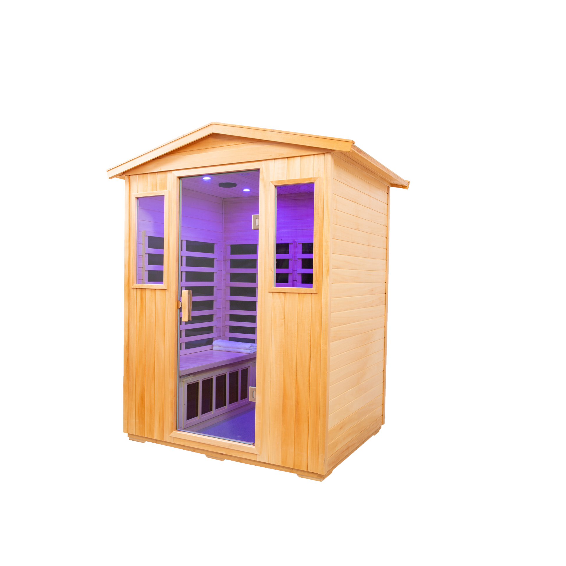 Four Person Basswood Far Infrared Outdoor Sauna Room Natural Wood Solid Wood