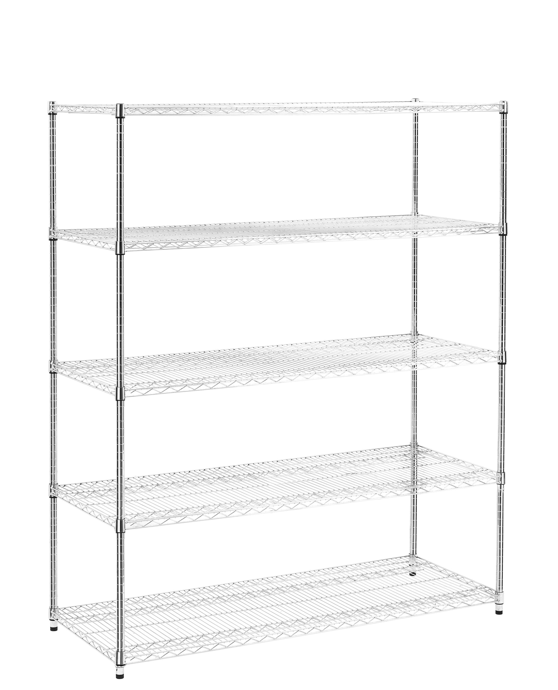 Warehouse, Supermarket,Kitchen,And Other 5 Layer Heavy Duty Adjustable Shelves With Wheels And Adjustable Feet,Each Metal Frame Bearing 300 Pounds. 59.45 "L 24.02 "W 71.65 "H. Silver Steel