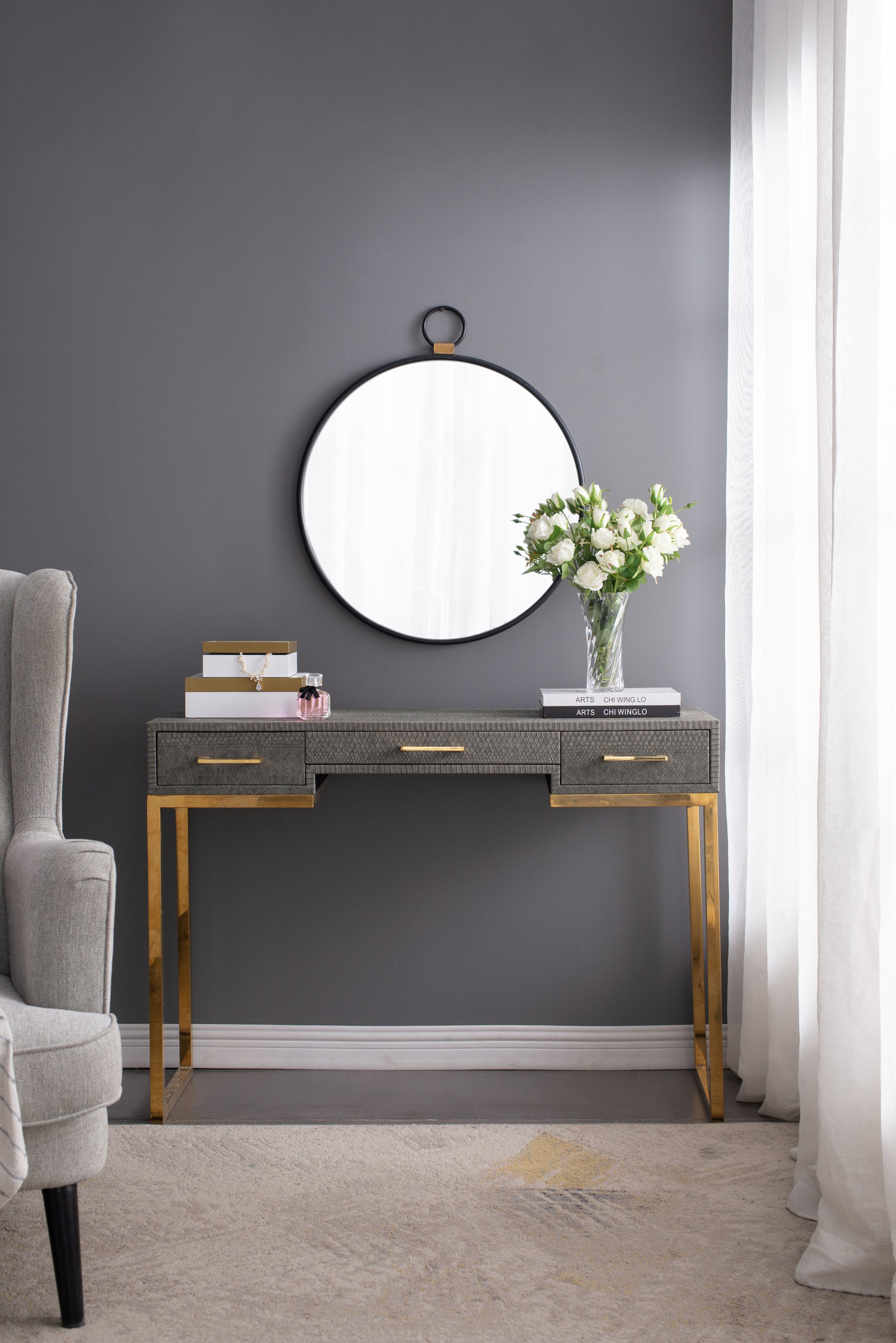 24" X 27" Wall Mirror With Black Frame, Contemporary Minimalist Accent Mirror For Living Room, Foyer, Entryway, Bedroom Black Iron