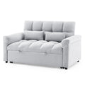 Loveseats Sofa Bed With Pull Out Bed,Adjsutable Back,Light Grey Grey Linen Wood Primary Living Space Medium Soft Tight Back Eucalyptus Pillow Top Arms Foam Linen 2 Seat