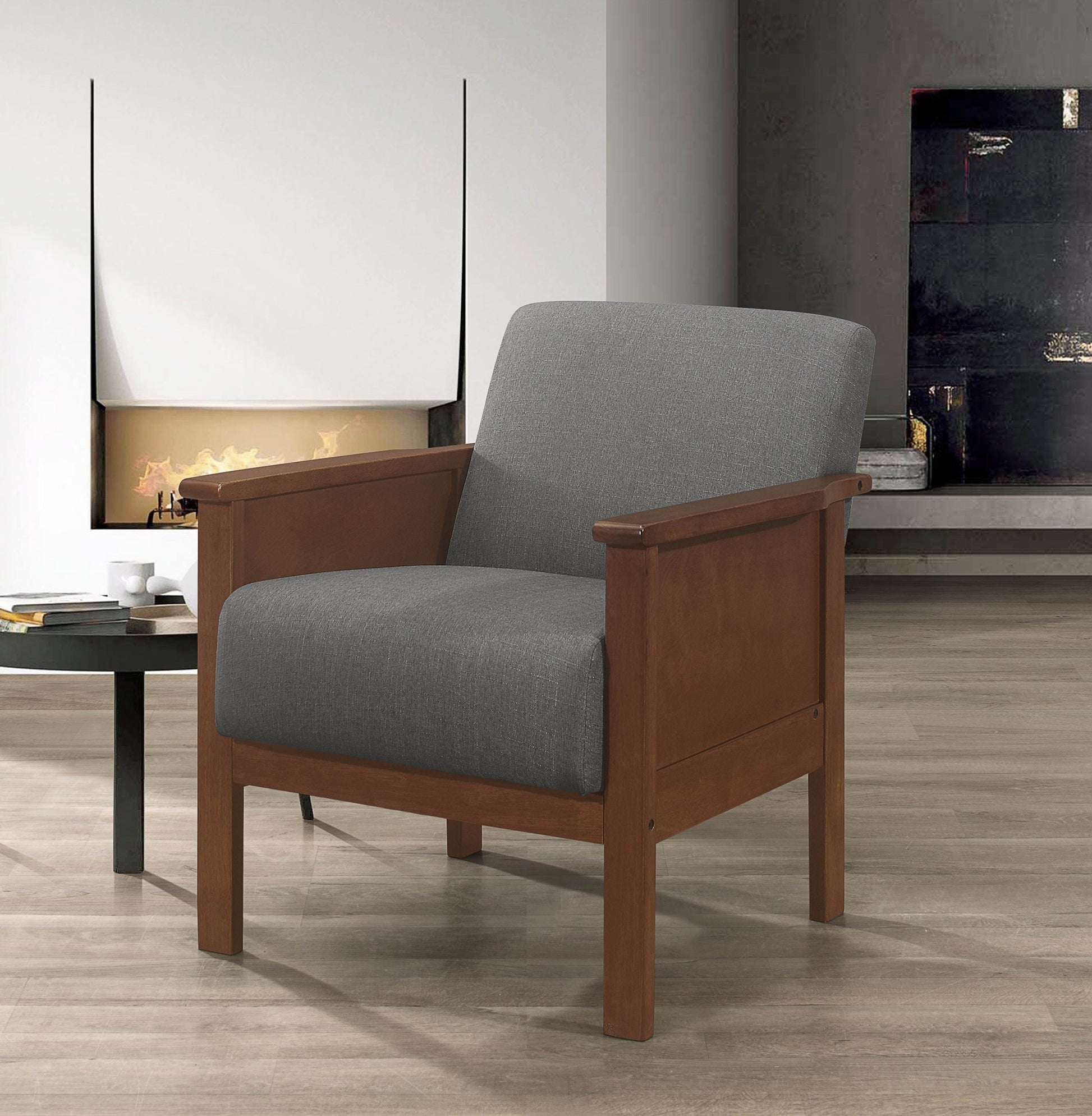 Durable Accent Chair 1Pc Luxurious Gray Upholstery Plush Cushion Comfort Modern Living Room Furniture Gray Primary Living Space Contemporary,Modern,Traditional Wood