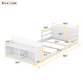 Twin Size Floor Bed With Storage Footboard And Guardrail, White Box Spring Not Required Twin White Wood Bedroom Bed Frame Solid Wood Mdf