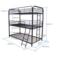 Furnituretriple Bunk Bed, Twin Twin Twin, Black Black Metal
