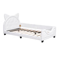 Teddy Fleece Twin Size Upholstered Daybed With Carton Ears Shaped Headboard, White Box Spring Not Required Twin White Wood Daybeds Upholstered