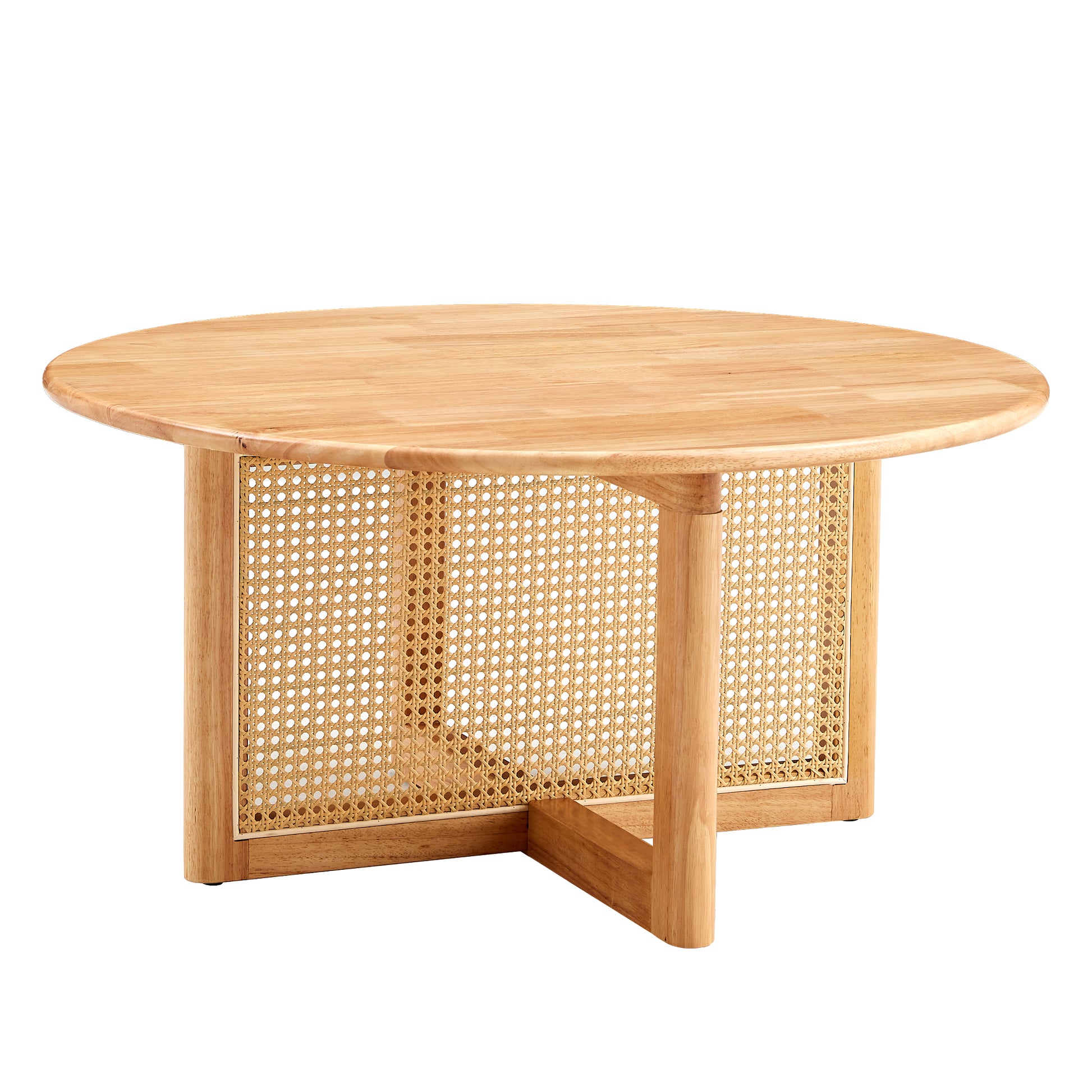 Naturally Elegant Wooden Coffee Table With Faux Rattan Accents Perfect For Stylish Living Rooms And Cozy Tea Time Natural Wood Wood