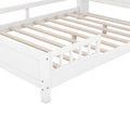 Wood Full Size Platform Bed With Built In Led Light, Storage Headboard And Guardrail, White Box Spring Not Required Full White Wood Bedroom Bed Frame Solid Wood Mdf