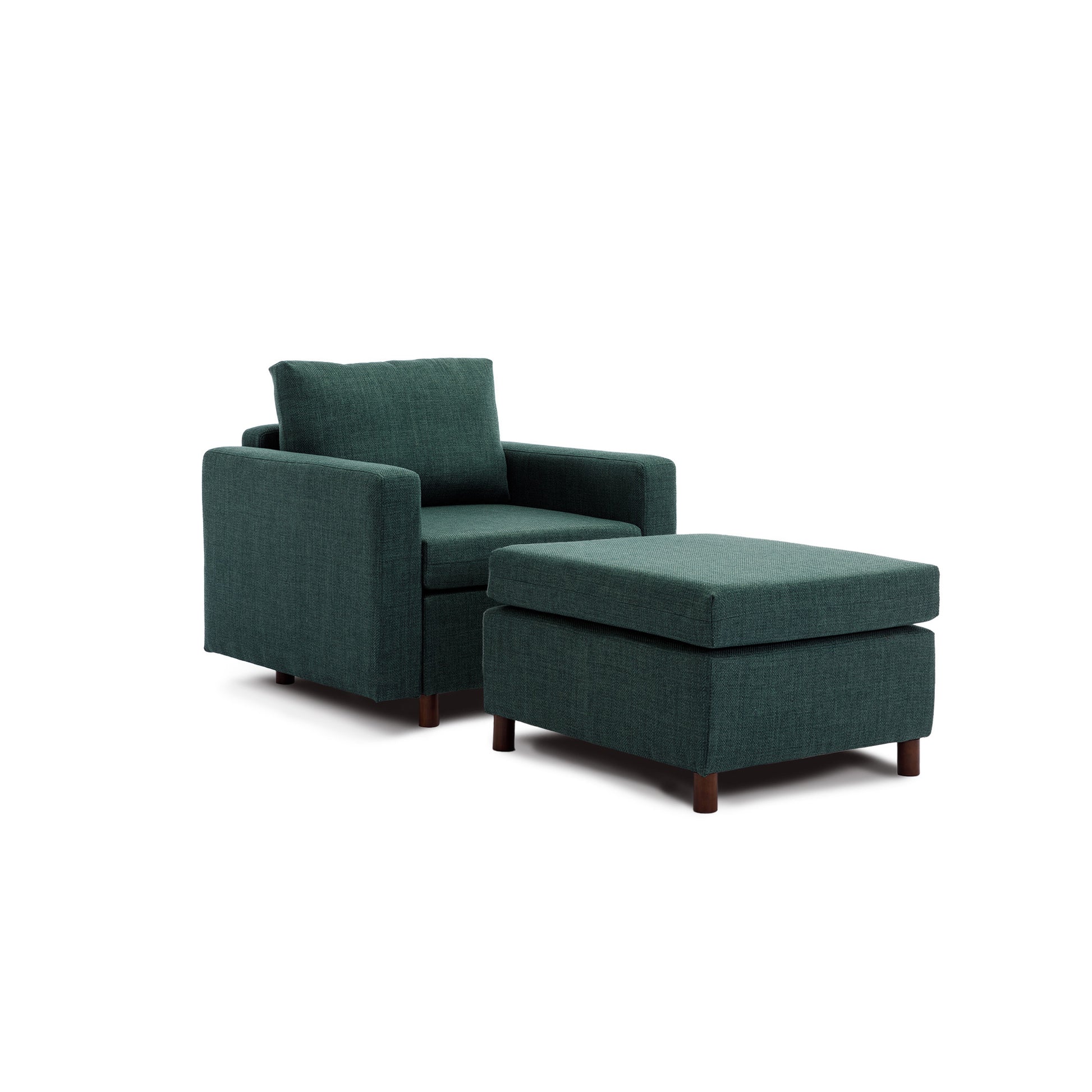 Single Seat Module Sofa Sectional Couch With Armrest With 1 Ottoman,Cushion Covers Non Removable And Non Washable,Green Green Wood Primary Living Space Soft Modern Rubberwood Foam Linen 1 Seat