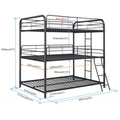 Furnituretriple Bunk Bed, Full Full Full, Black Black Metal