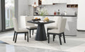 5 Piece Dining Set Retro Round Table With 4 Upholstered Chairs For Living Room, Dining Room Black Black Rubber Wood