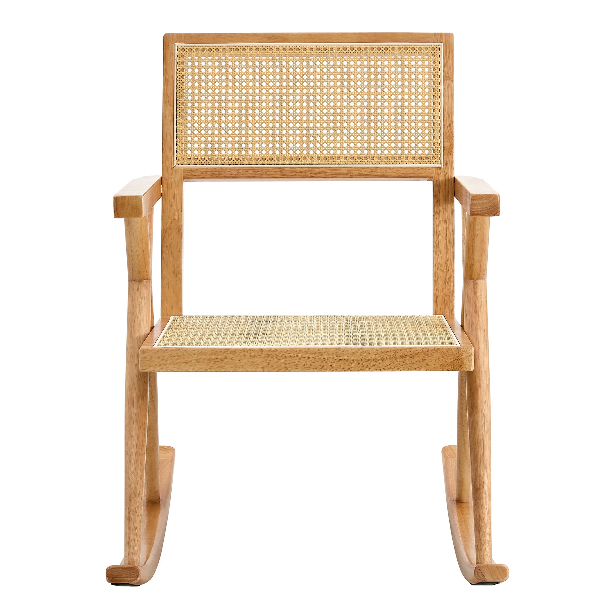 Solid Wood Imitation Rattan Rocking Chair Allows You To Relax Quietly Indoors And Outdoors, Enhancing Your Sense Of Relaxation, Suitable For Balconies, Gardens, And Camping Sites Natural Wood Solid Wood