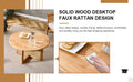 Naturally Elegant Wooden Coffee Table With Faux Rattan Accents Perfect For Stylish Living Rooms And Cozy Tea Time Natural Wood Wood