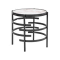 Elegant Pandora Sintered Stone End Table, Darker Gray Small Coffee Table For Living Room 20.67''W X 20.67''D X 21.65''H Grey Iron