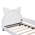 Teddy Fleece Twin Size Upholstered Daybed With Carton Ears Shaped Headboard, White Box Spring Not Required Twin White Wood Daybeds Upholstered