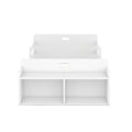 Twin Size Floor Bed With Storage Footboard And Guardrail, White Box Spring Not Required Twin White Wood Bedroom Bed Frame Solid Wood Mdf