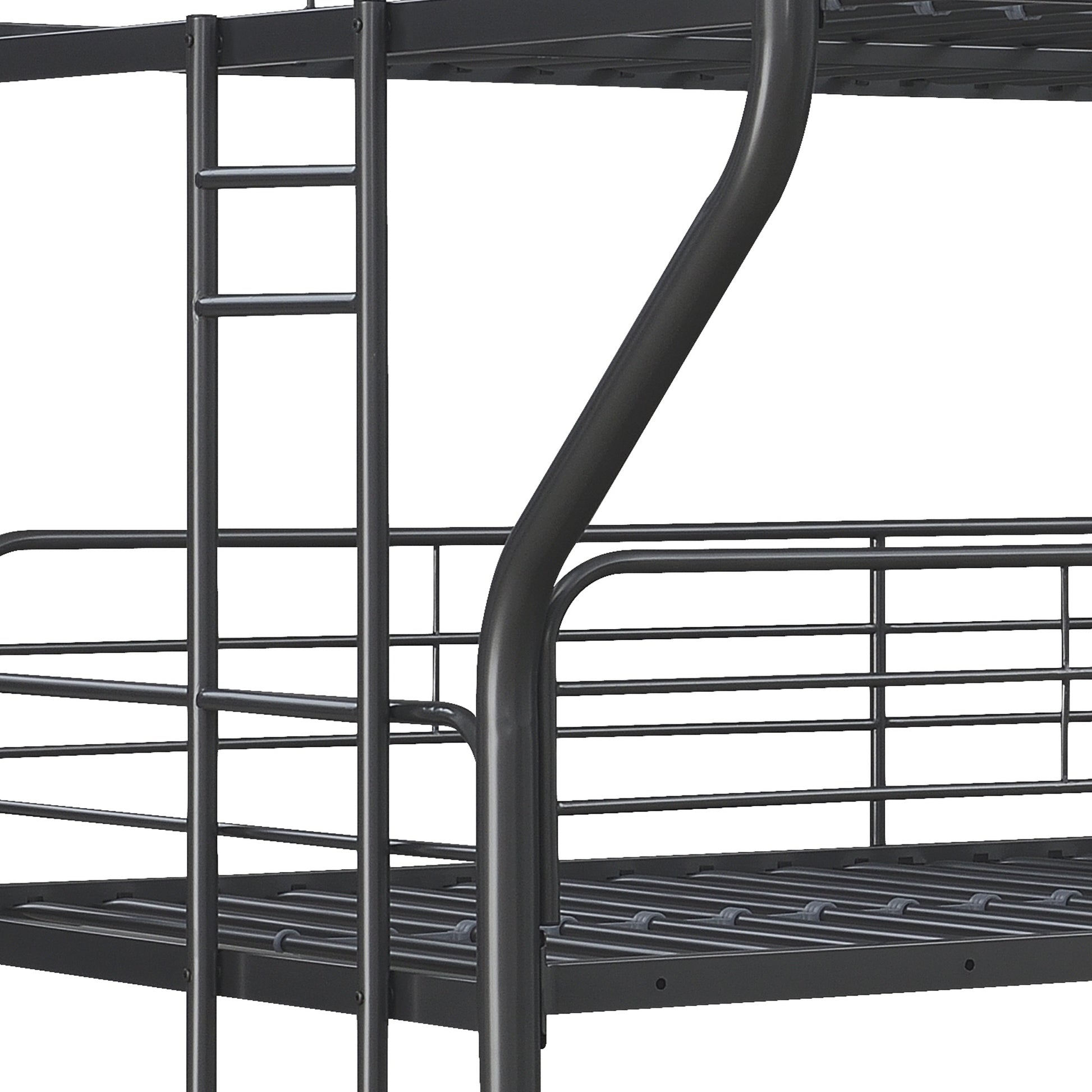 Furnituretriple Bunk Bed, Full Twin Full, Black Black Metal