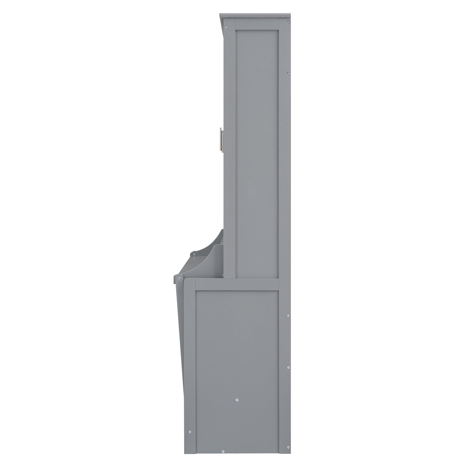 Queen Size Murphy Bed With A Shelf, Gray Box Spring Not Required Queen Gray Wood Bedroom Murphy Solid Wood Mdf