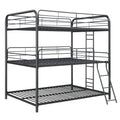 Furnituretriple Bunk Bed, Full Full Full, Black Black Metal