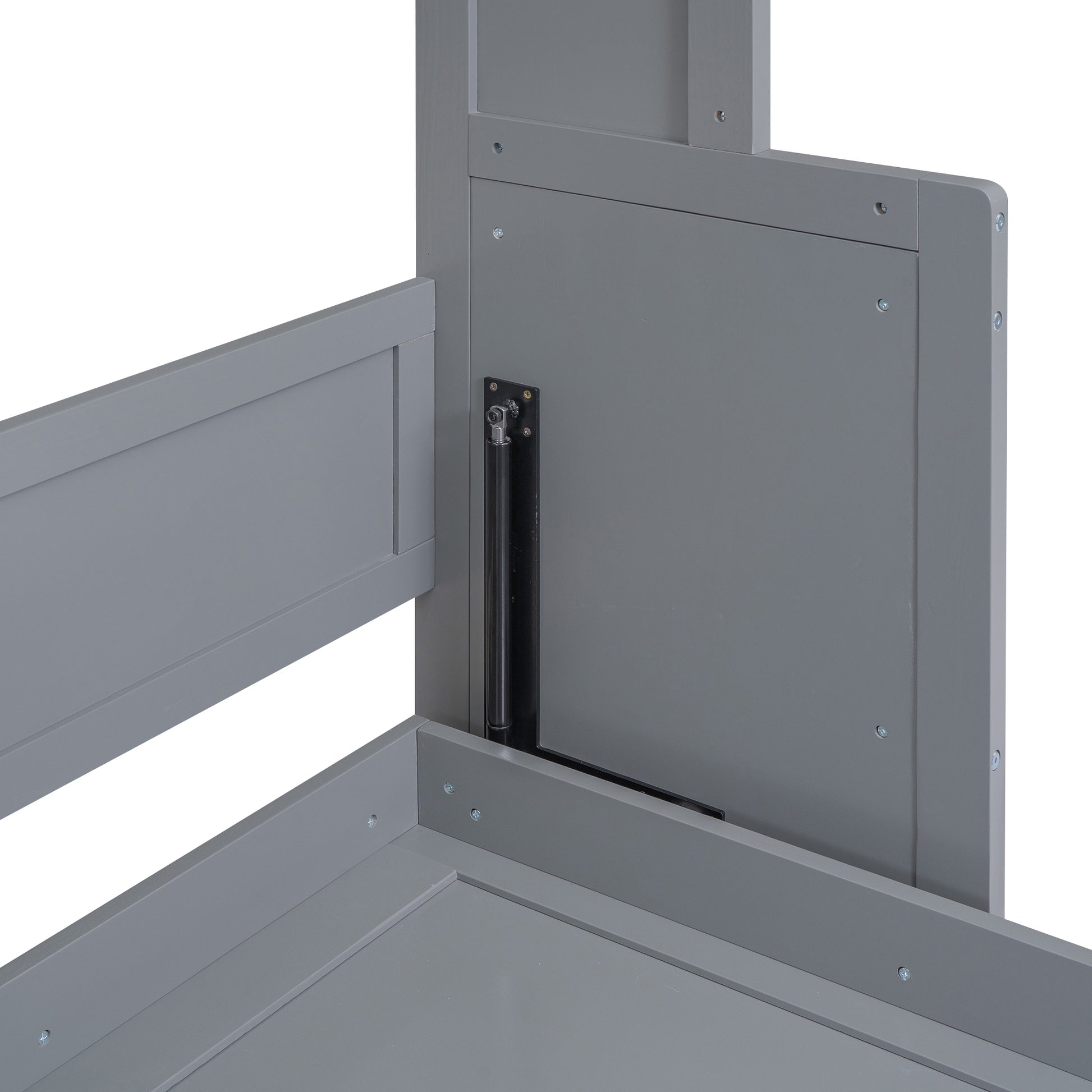 Queen Size Murphy Bed With A Shelf, Gray Box Spring Not Required Queen Gray Wood Bedroom Murphy Solid Wood Mdf