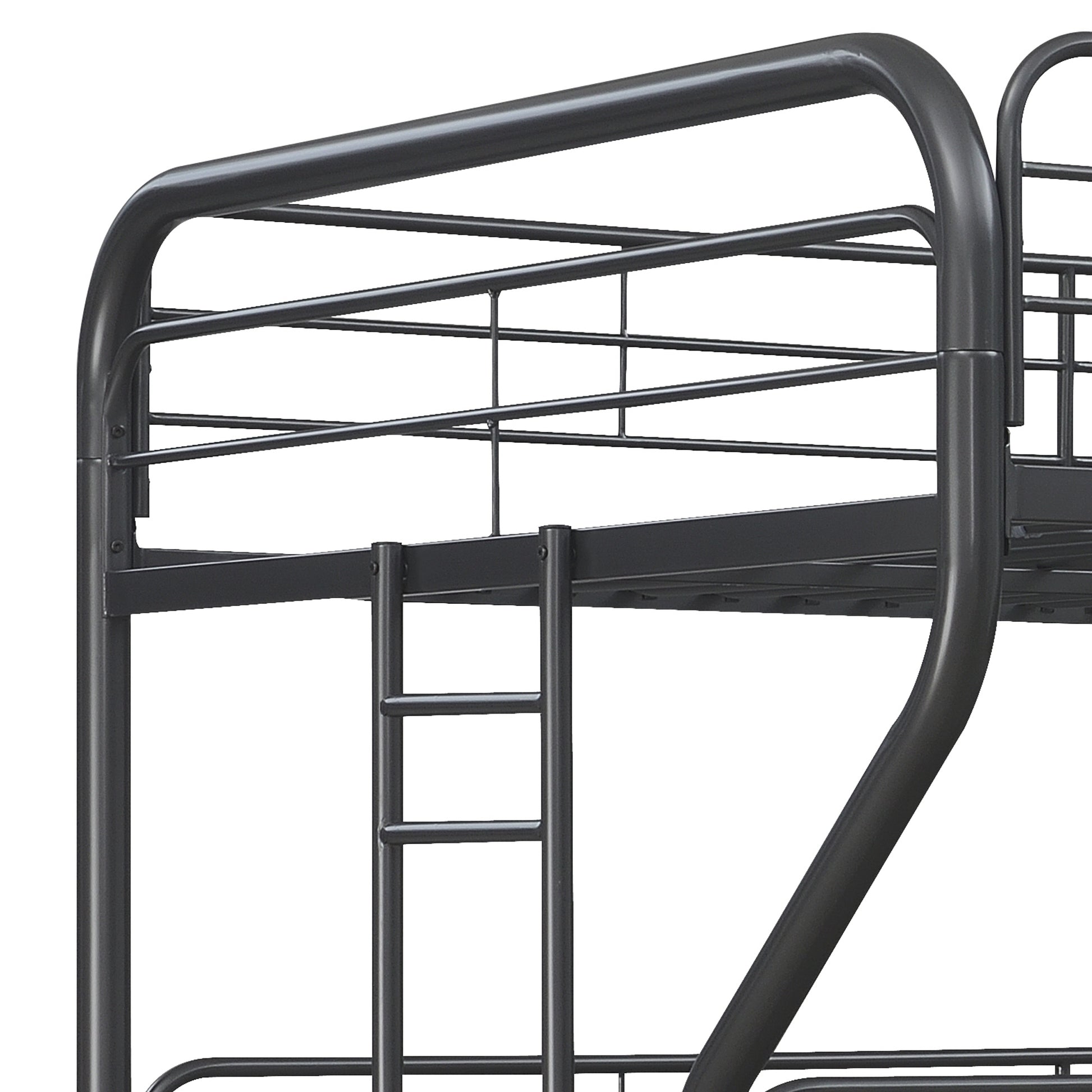 Furnituretriple Bunk Bed, Full Twin Full, Black Black Metal