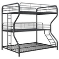 Furnituretriple Bunk Bed, Full Twin Full, Black Black Metal