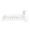 Wood Full Size Platform Bed With Built In Led Light, Storage Headboard And Guardrail, White Box Spring Not Required Full White Wood Bedroom Bed Frame Solid Wood Mdf