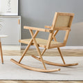 Solid Wood Imitation Rattan Rocking Chair Allows You To Relax Quietly Indoors And Outdoors, Enhancing Your Sense Of Relaxation, Suitable For Balconies, Gardens, And Camping Sites Natural Wood Solid Wood