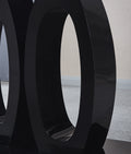 Contemporary Double Pedestal Dining Table, Tempered Glass Top With Mdf Base Black Tempered Glass