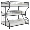 Furnituretriple Bunk Bed, Full Twin Full, Black Black Metal