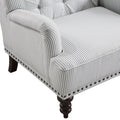 Luxurious Living Room Accent Chair 1Pc White Gray Fabric Upholstered Button Tufted Trim Modern Living Room Furniture Gray Primary Living Space Classic,Luxury,Modern Solid Wood